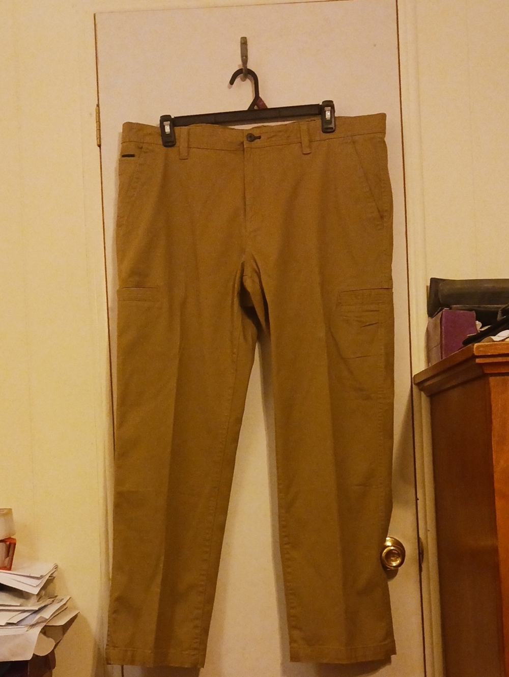 Weatherproof Men's Tan Chino Pants with Cargo Pockets